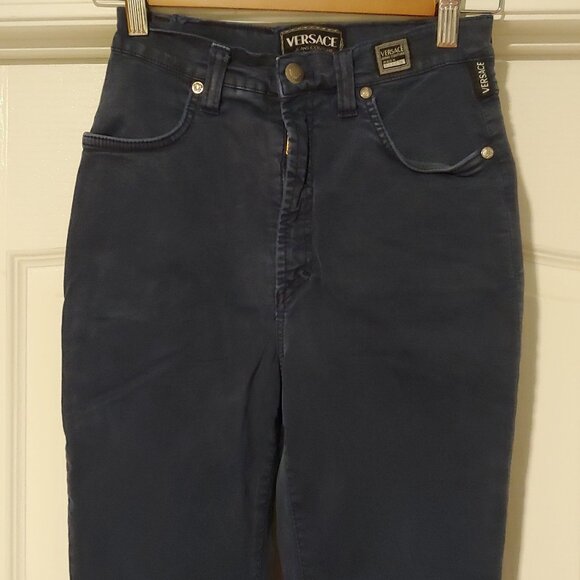 Versace Jeans Couture Navy Stretch Zip Skinny Pants S0 - Picture 3 of 9